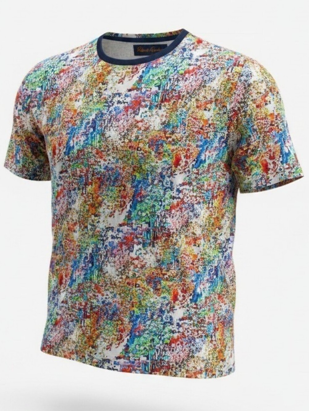 ROBERT GRAHAM | Rainbow Abstract Pixel Print Graphic Luxury Cotton Tee Peru | XL
